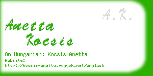 anetta kocsis business card